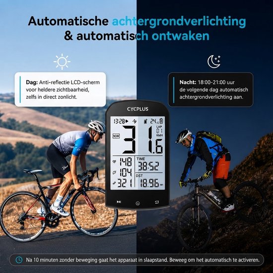 CYCPLUS M1 Draadloze Fietscomputer met Z1 Stuurhouder – GPS Kilometerteller Fiets – 25 Gegevensvelden – ANT+ & Bluetooth 5.0 – Waterdicht – 2.9 inch Display — afbeelding 2