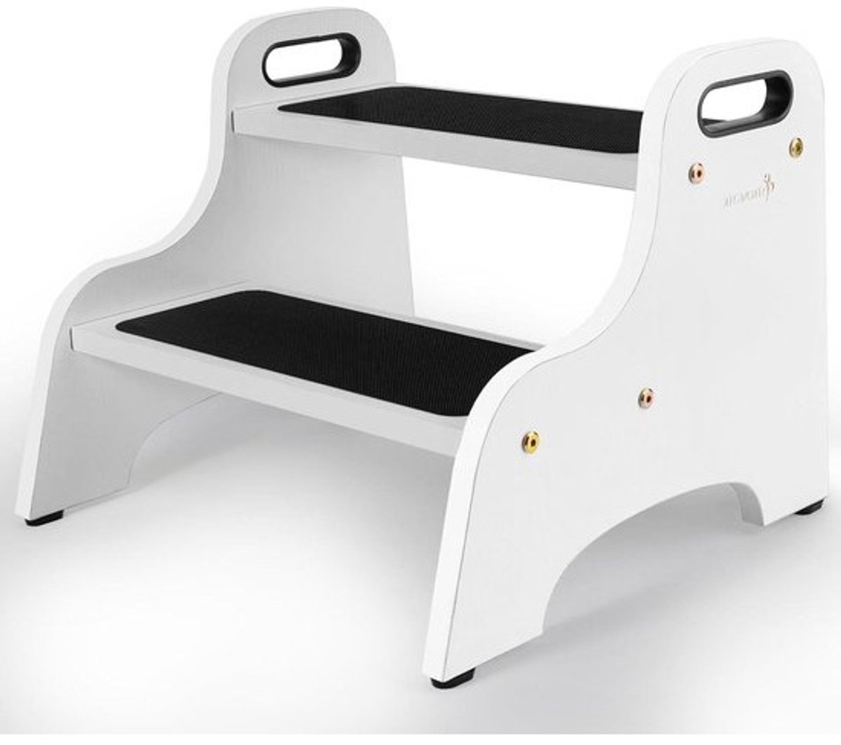 Houten kruk met 2 treden voor kinderen - draagbaar met antislipopvlak - 136 kg capaciteit - wit
