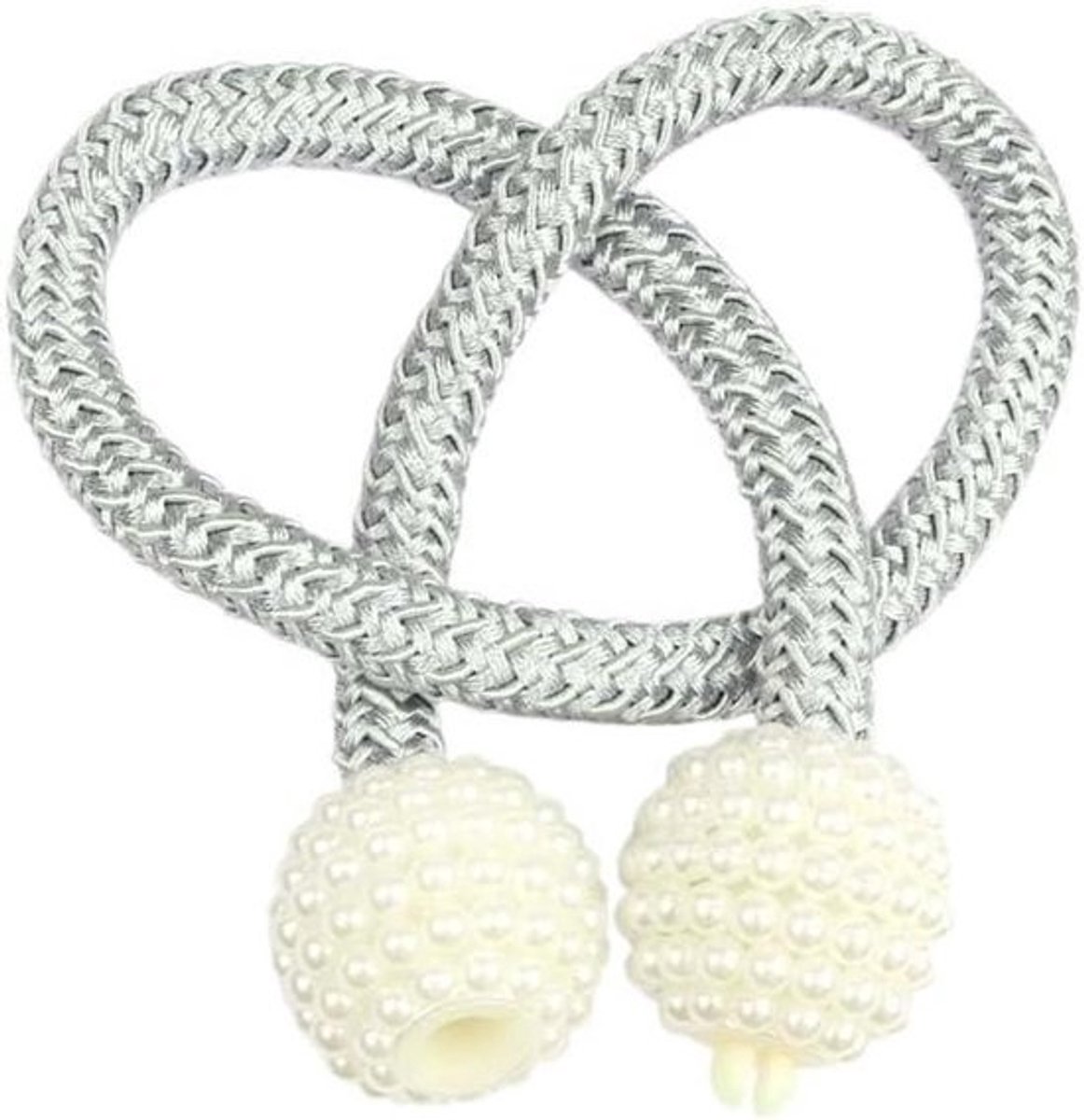 Gordijnclip parel - Gordijnhouderriem - Vensterdecoratie - Geen muurschade - 49 cm lengte - Zilver
