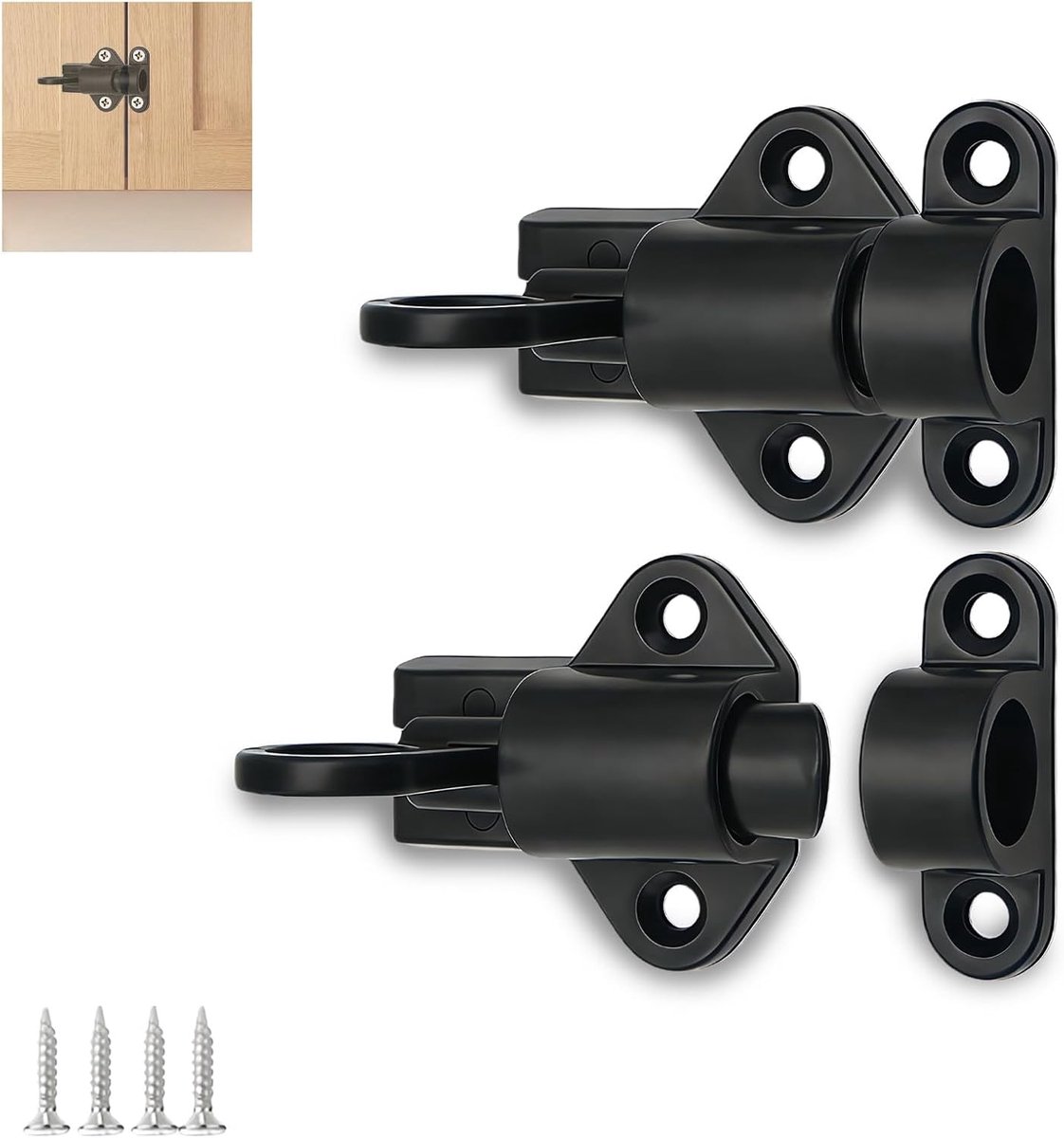 2 Pcs Automatic Door Locks, Spring Lock, Lock Latch, Garden Gate, Sliding Lock with Screws, Sliding Lock for Windows - ShopVlot