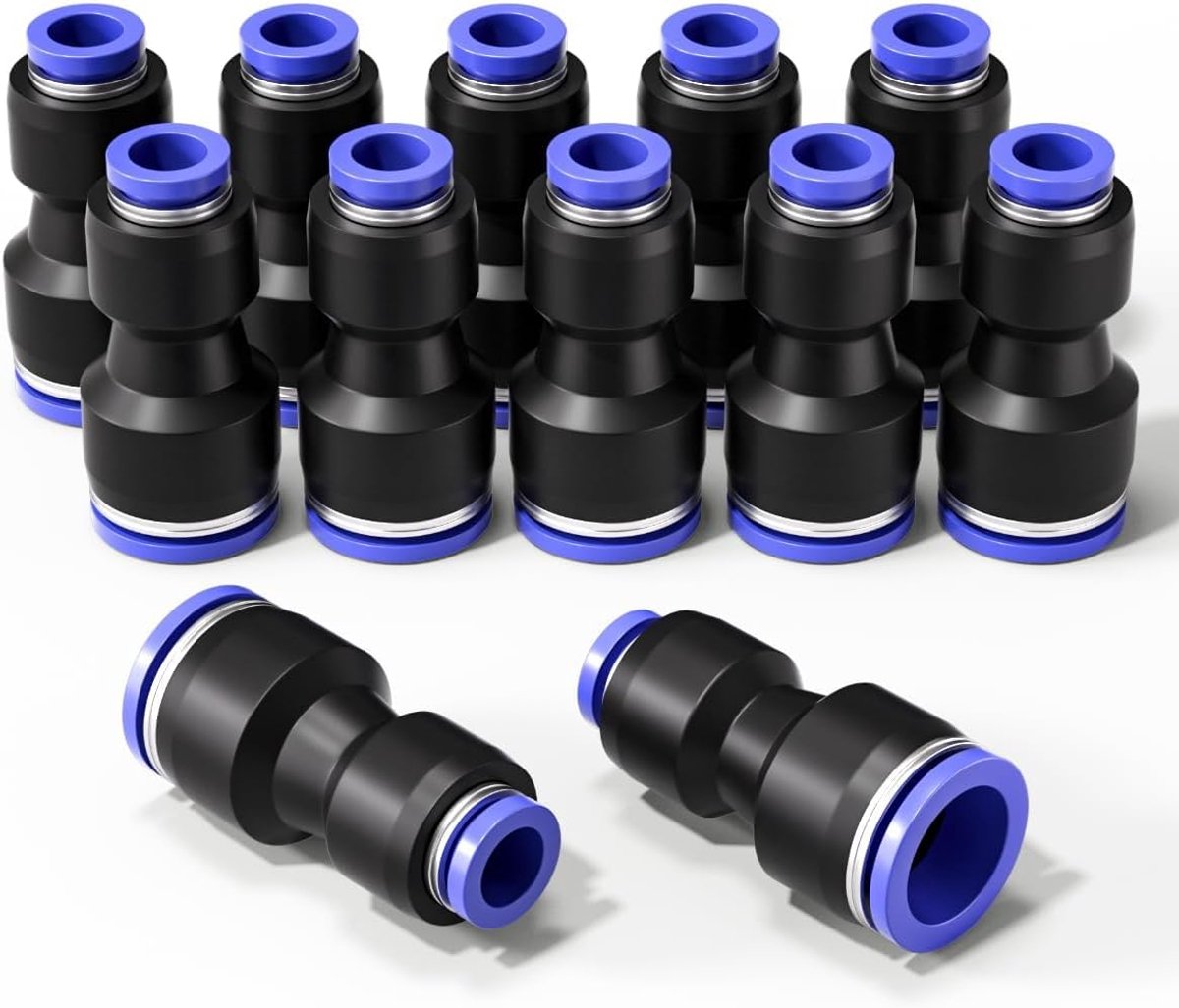 Bwintech 12pcs 6mm to 10mm Pneumatic Straight Reduction Push to Connect Adapter Quick Coupling Reducer Fittings - ShopVlot