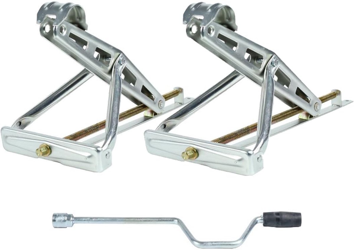 Caravan steunpoten pack van 2 - robuust staal - verstelbare lengte 105-520 mm - ideaal voor stabilisatie - ShopVlot