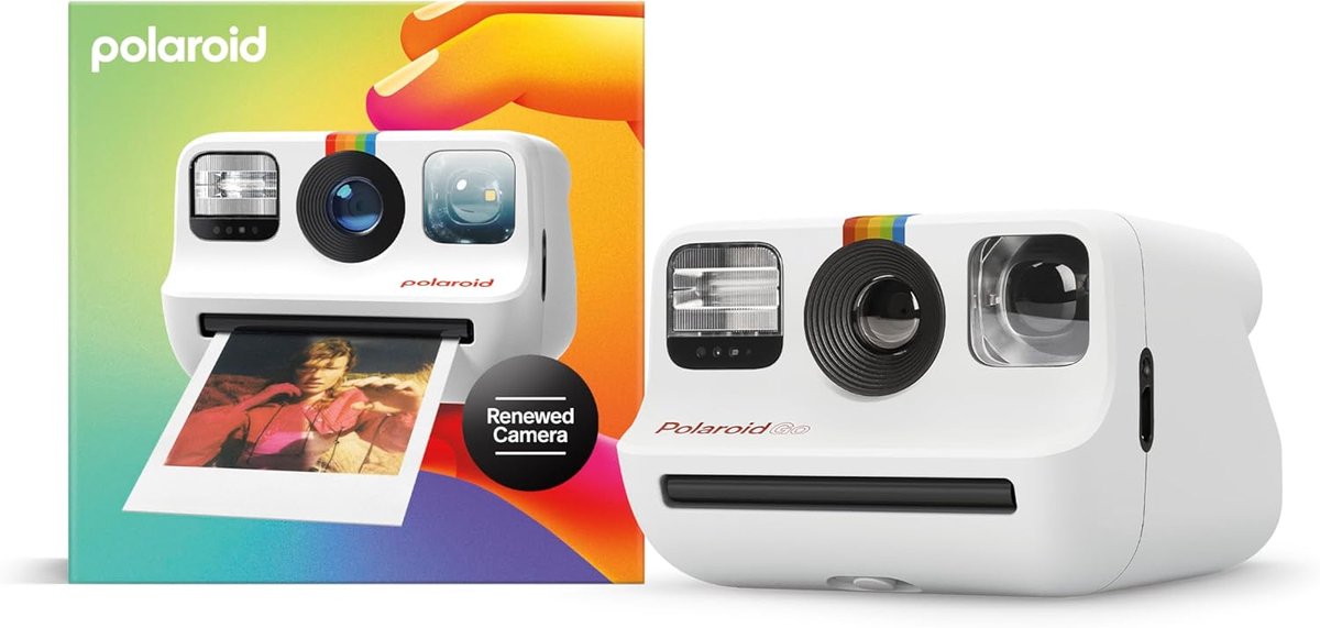 SnelShoppen - Polaroid Go Instant Camera - Wit - Compact, Draagbaar, Dubbel Expositie, Perfect voor Feest, Camping, Creatieve Momenten