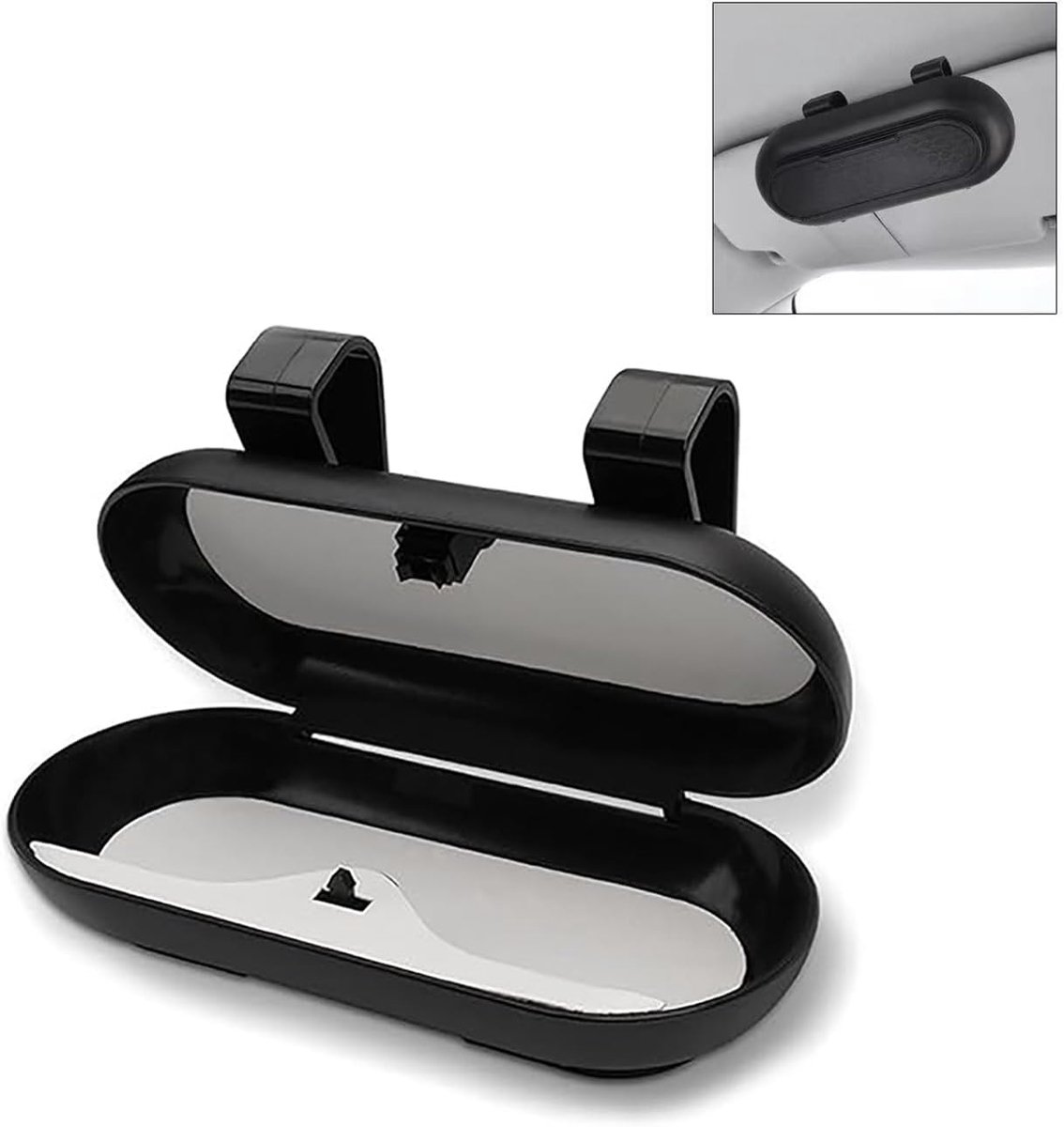 Zonnebrillenhouder voor de auto, premium zwarte brillenkoker met clip One-Touch Press, stille sluiting, schok- en - ShopVlot