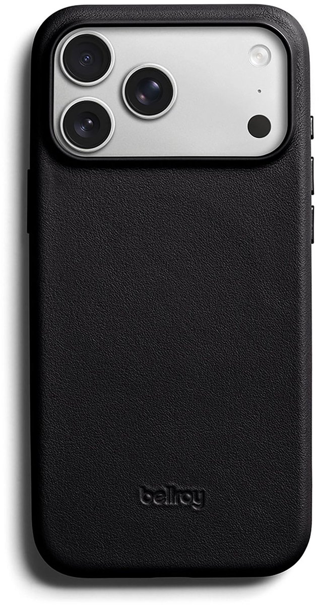 Bellroy Full Lederen iPhone 18 Pro Max Hoesje – Compatibel met MagSafe – Twee Accessoire Bevestigingspunten – Duurzaam en Stijlvol Ontwerp - Zwart