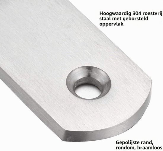 8 Stuks Robuuste Hoekbeugels van RVS, L-vormige Steunen voor Wandplanken en Meubelondersteuning - Inclusief 2 Maten Schroeven en Expansiebuis (125×75mm) — afbeelding 5