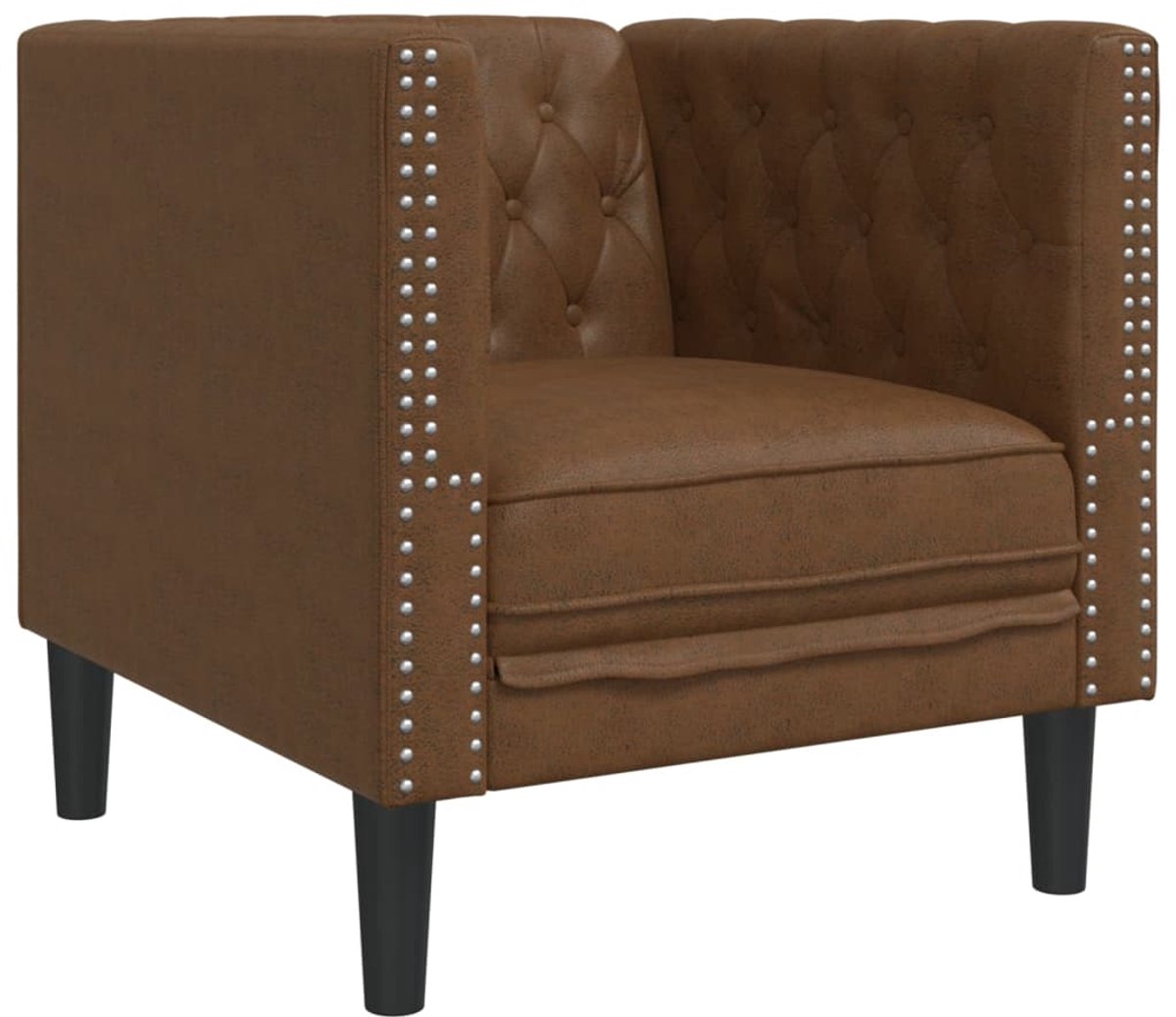 vidaXL Fauteuil - Chesterfield-stijl - kunstsuède - bruin
