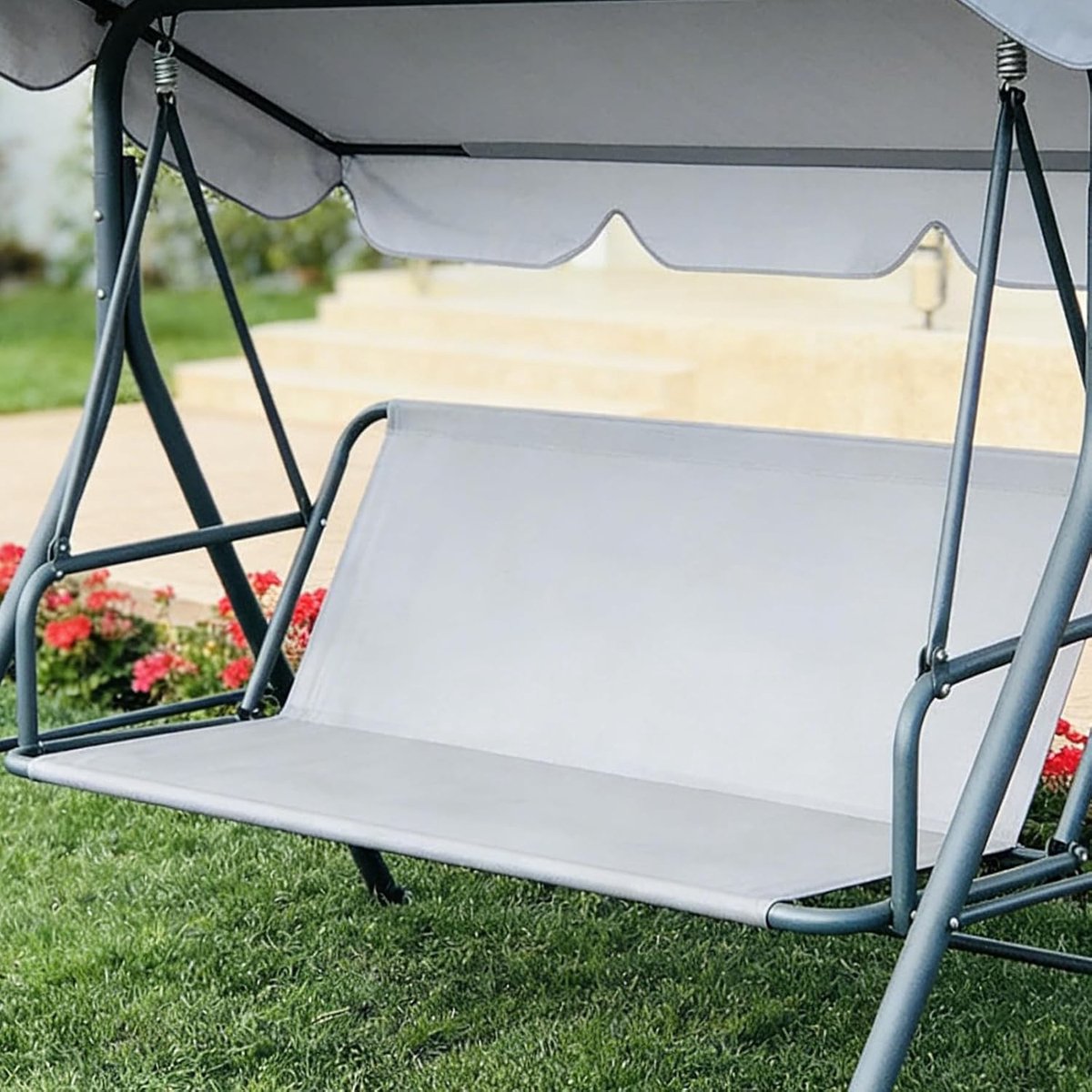 Vervangende Hangbank Zitting 148 x 50 x 50 cm voor Balkon en Tuin, Waterdicht 600D Oxford Stof, Grijs, Comfortabel en Duurzaam