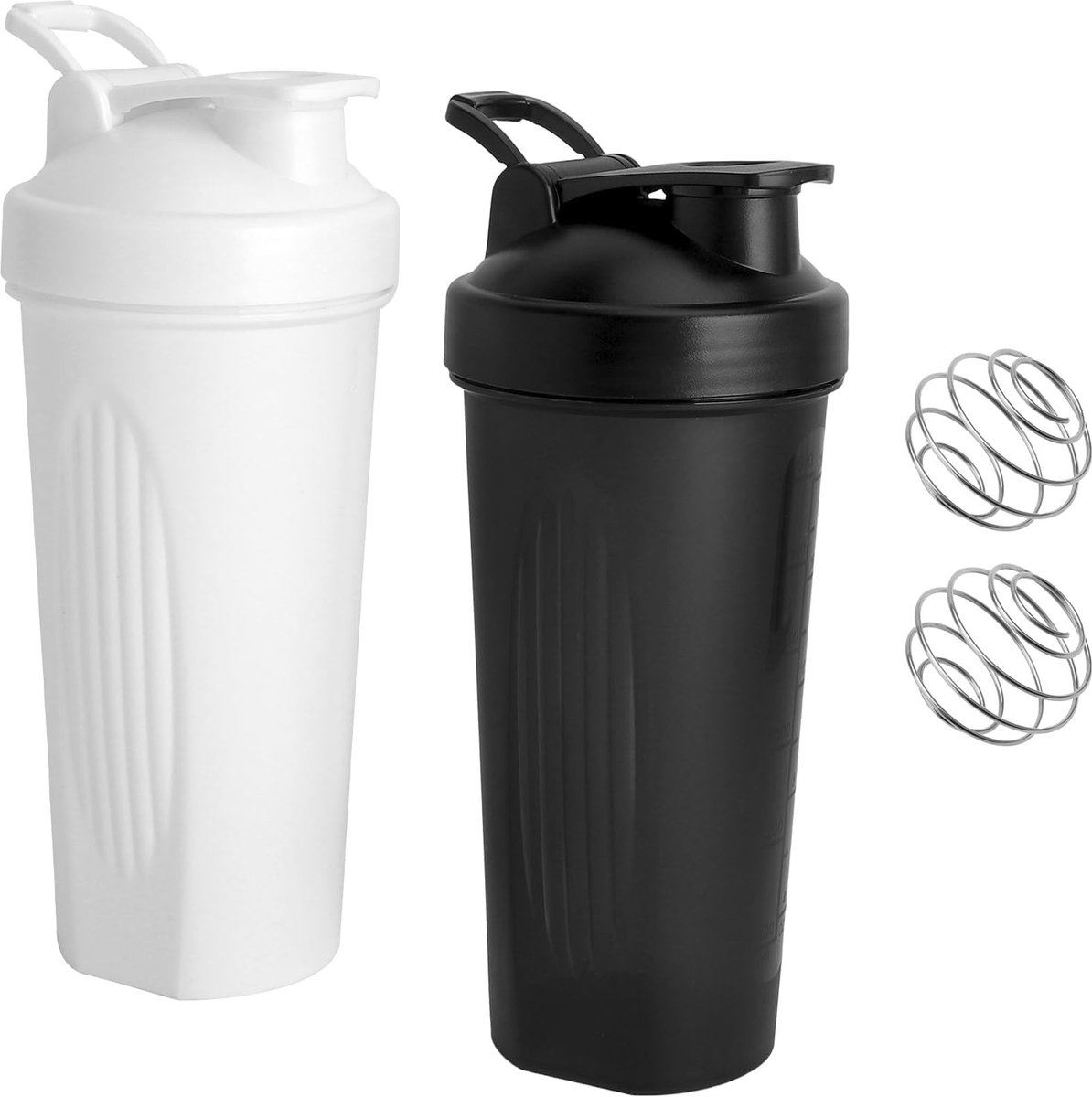 Set van 2 Levensmiddelen Shakers 600 ml met Bal, ML Weergave, Lekvrij voor Eiwitpoeder, Milkshake en Sportdranken