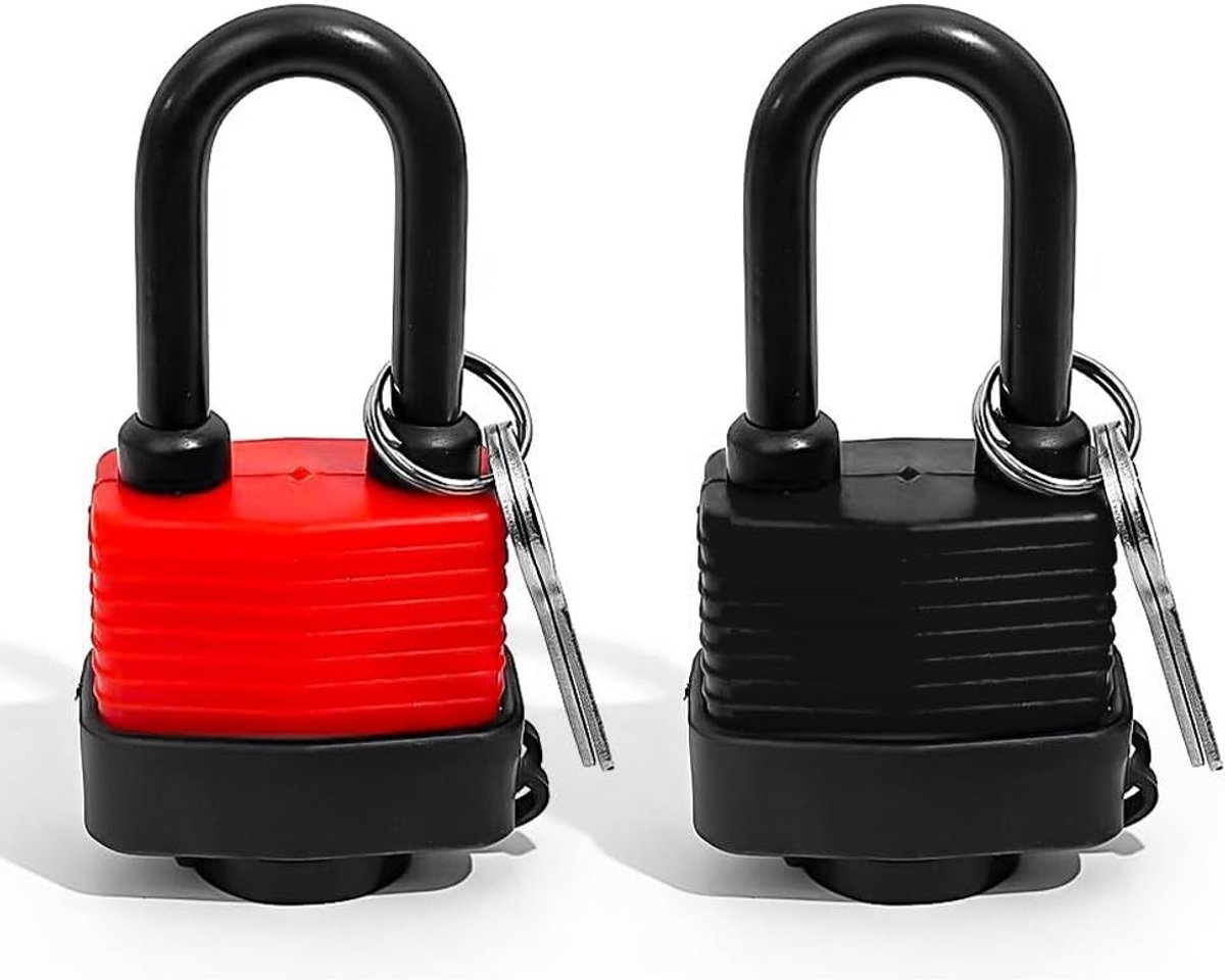 Weerbestendige Hangslot van Messing met Waterdichte Plastic Huls, Sleutel en Sleutels voor Buiten, Garage en Tuinhek (2)