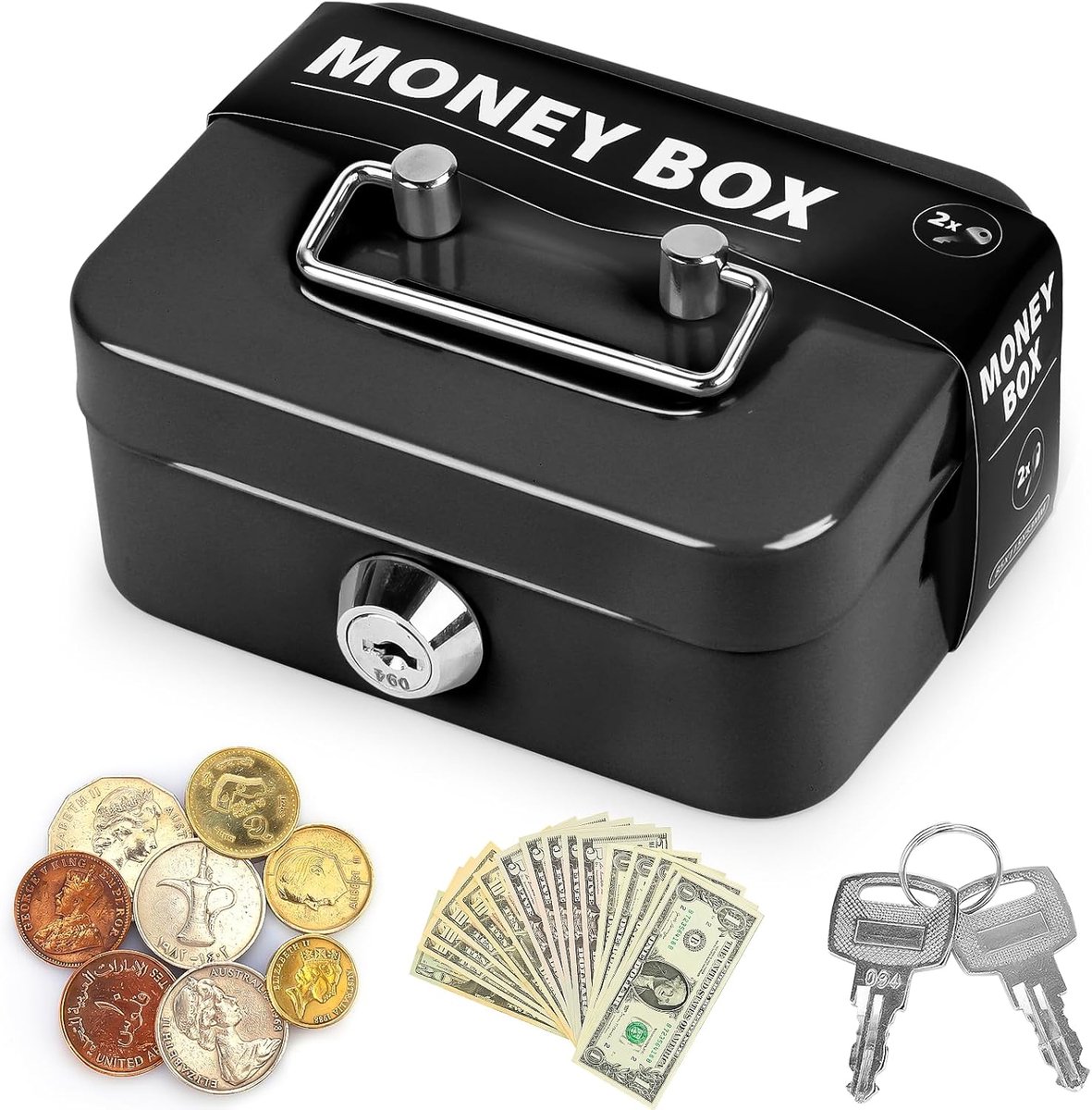 Small Cash Box Small Safe,Small Lockable Cash Box With 2 Keys,Cash Box With 2 Keys Cash Box Lockable,Money and Trink - ShopVlot