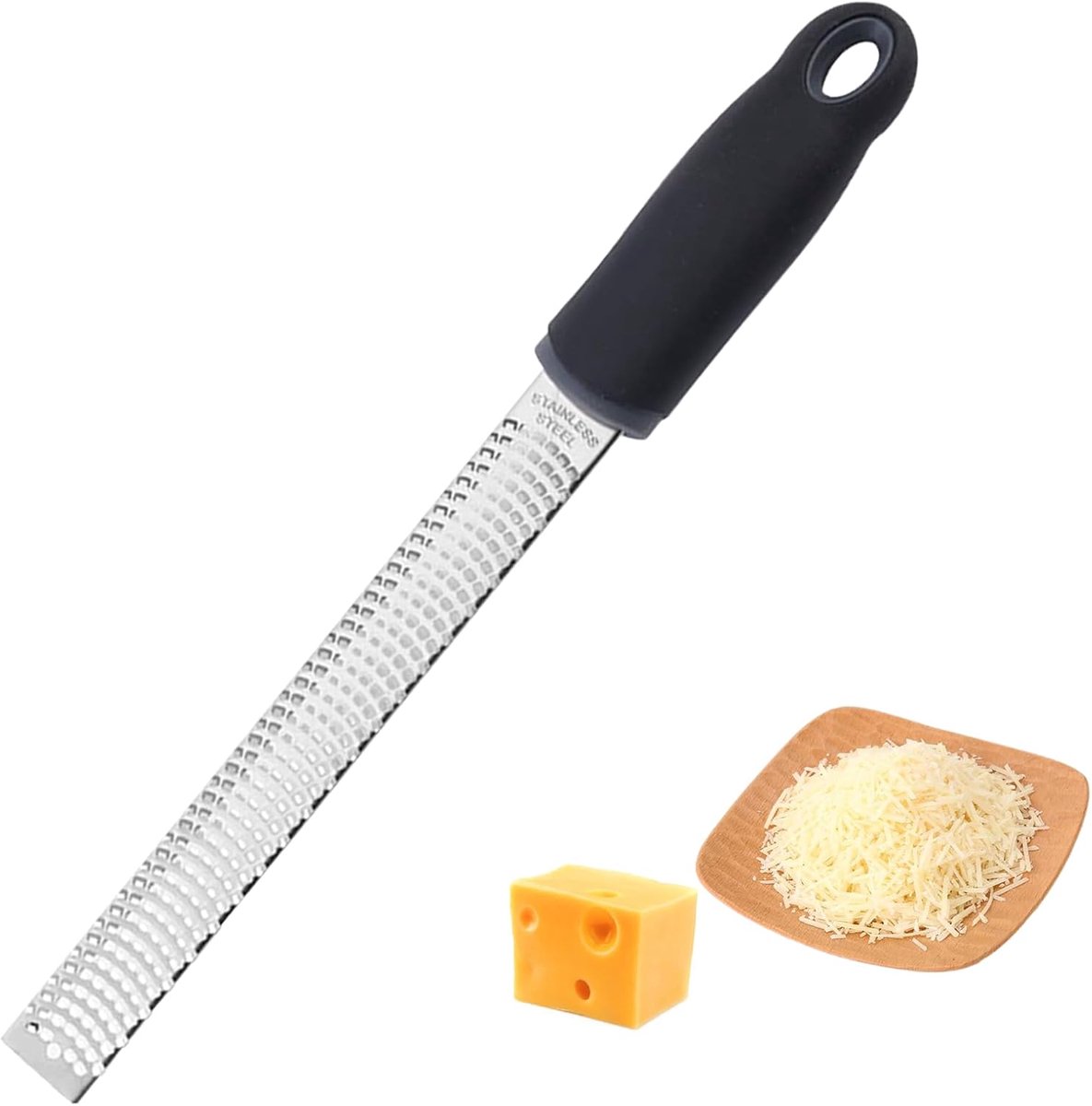 Cheese grater, Parmesan cheese, lemon zest, kitchen grater, stainless steel, with protective cover (small) - ShopVlot