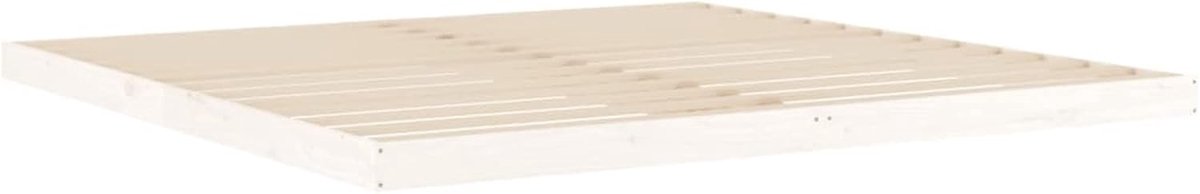 Lattenbodem van grenenhout, wit, 200 x 200 cm, bed met lattenbodem van hout, frame voor tweepersoonsbed van grenenhout, tweepersoonsbed