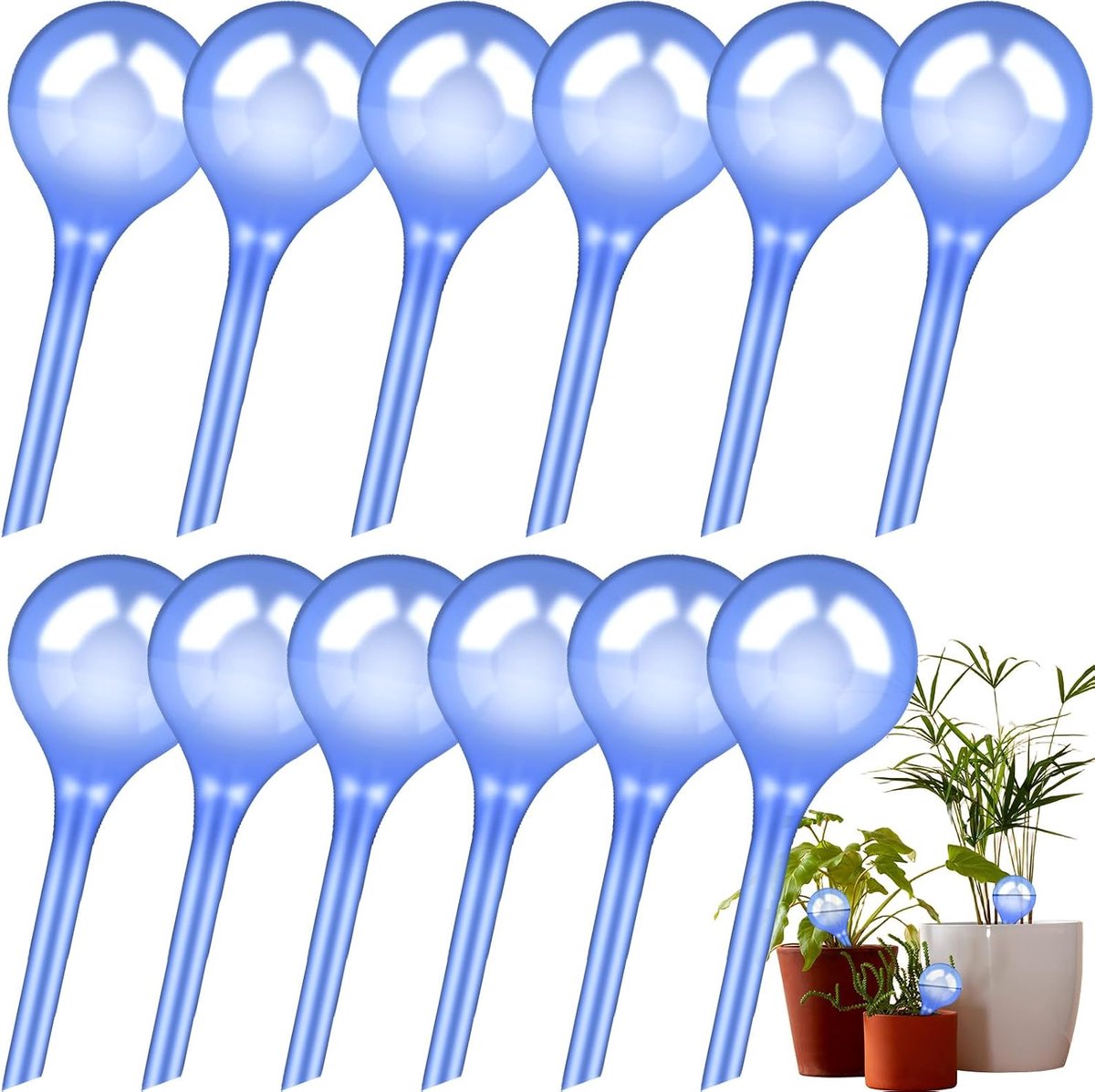 12 stuks kleine plantenbewateringsballen, plantenbewatering, bewateringsballen 13 x 5 cm, waterdispenser voor planten, voor potplanten, kamerplanten, hangplanten, buitentuinen