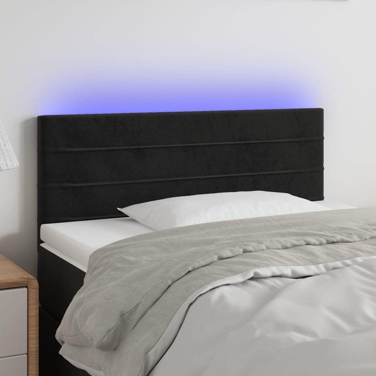 Zwart, 80 x 5 x 78/88 cm, fluweel, voor de slaapkamer, hotel, hoofdeinde, werkkamer, voor slaapkamer, tweede slaapkamer, hotel