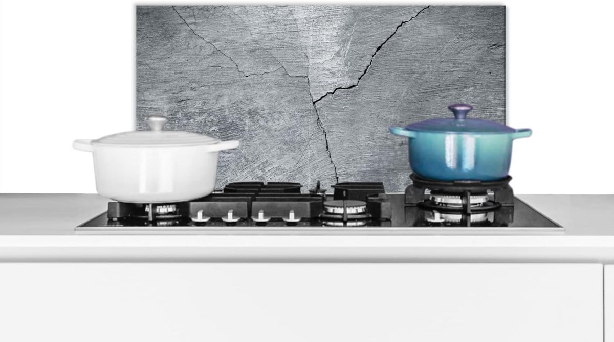 Spatscherm Keuken - 70x30 cm - Beton - Grijs - Scheur