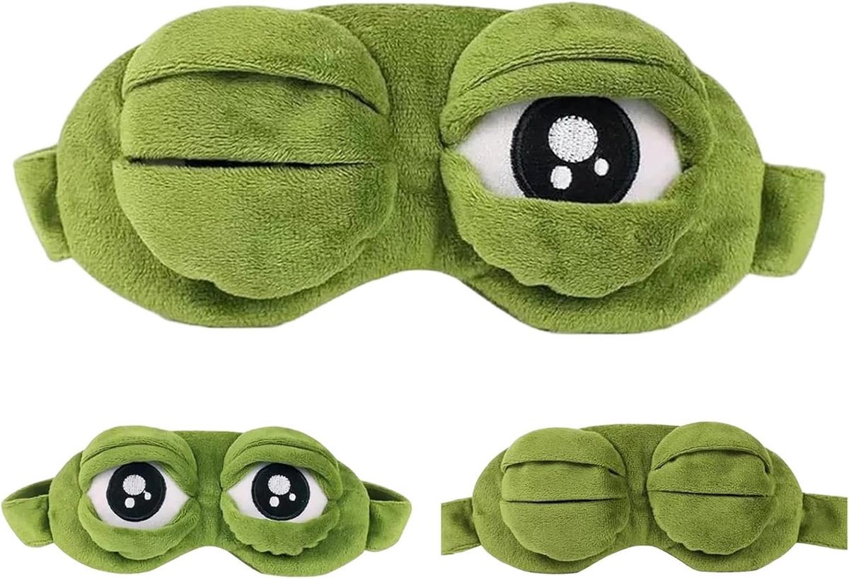 Zacht pluche slaapmasker van polyester met elastische band, schattig 3D-met cartoonogen – grappig cadeau voor op reis en een dutje