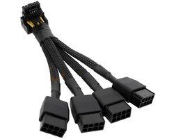 12VHPWR 16-pins 12+4-pins GPU-kabel naar 4X 8-pins PCIe 5.0-extensie 90 graden hoek-huls adapter voor GeForce RTX 4090 4080 4070Ti 3090Ti grafische kaart 5,9 inch (type A)