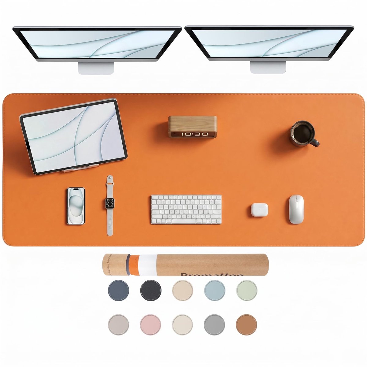 PROMATTOO XXL bureau-onderlegger van veganistisch leer, antislip, geurvrij en waterafstotend, elegante laptopmat met - ShopVlot