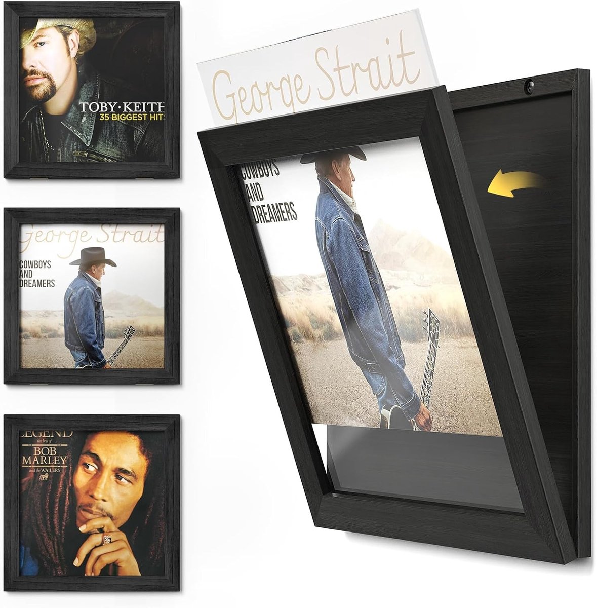 Set van 3 Vinyl Dozen met Voorzijde Opening in Vintage Stijl voor 12 x 12 Inch Vinyl Platen - Zwart, Ideaal voor Platenverzameling en Opberging