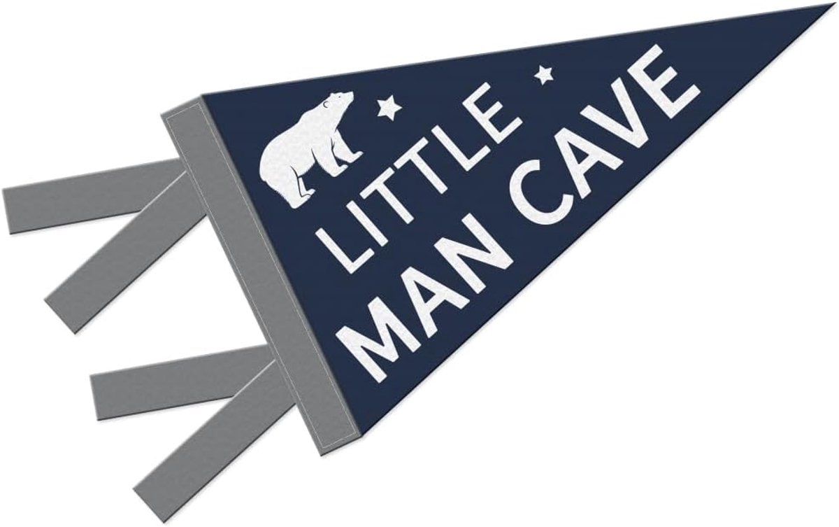 ORIGACH Little Man Cave Sign Muur Vilten Wimpels Banners, Interessante Vilt Wimpel Vlag voor Kleine Baby Kwekerij - ShopVlot