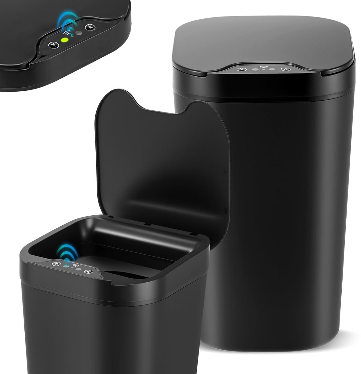 SnelShoppen - Automatische Afvalemmer 12L met Intelligente Bewegingssensor, Zwart, Voor Keuken, Badkamer, Feestjes en Meer
