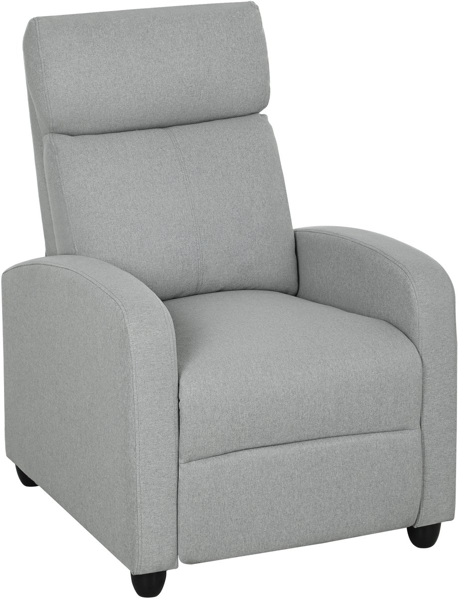 Homona Relaxfauteuil - Verstelbaar tot 135° met voetensteun - 69 x 88 x 101 cm - Lichtgrijs