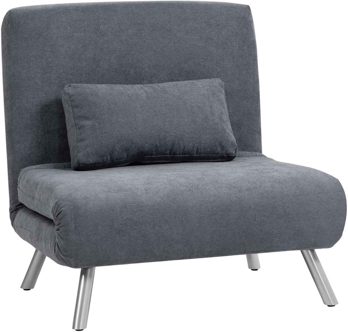 Homona Slaapfauteuil - Met slaapfunctie en kussen - 190 x 80 x 28 cm - Donkergrijs
