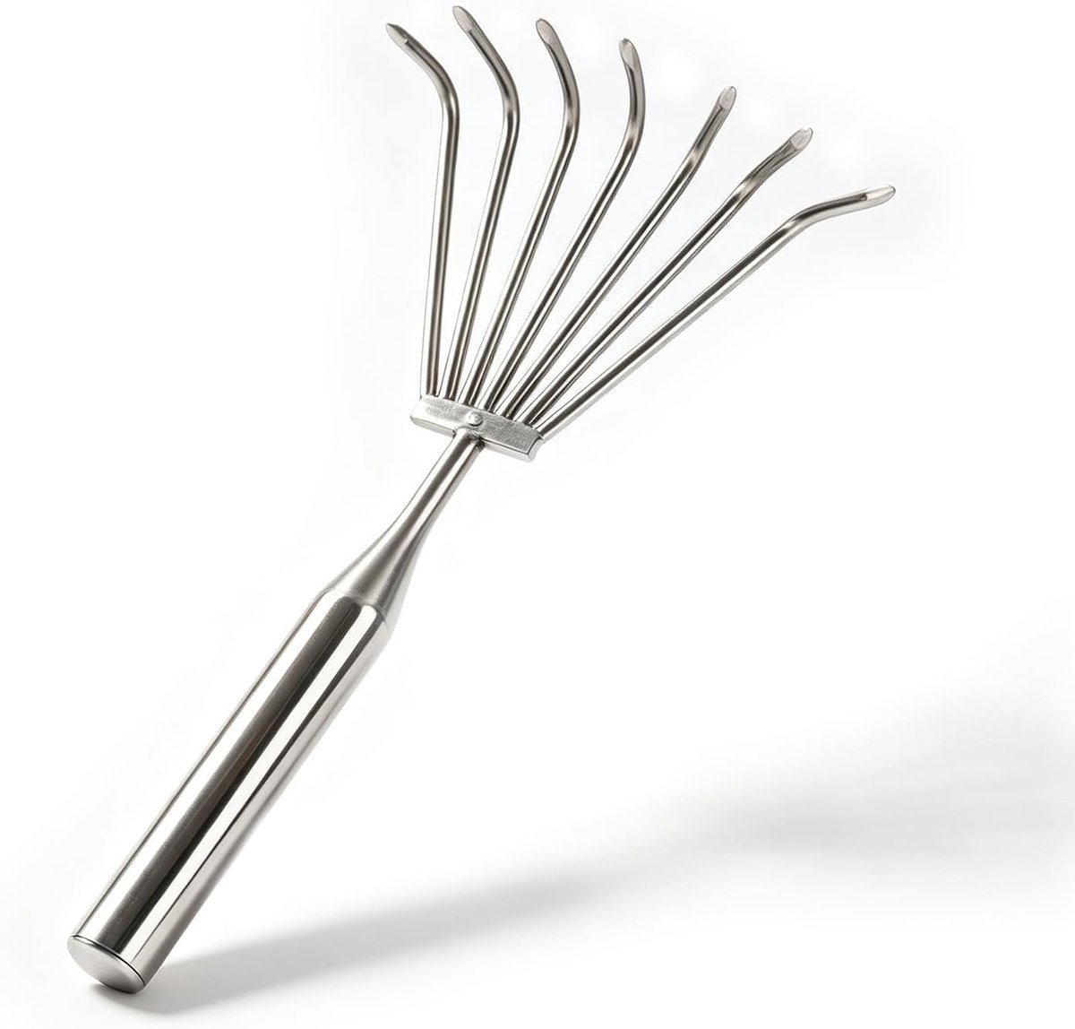 7 Sturdy Teeth Hand Rake, Stainless Steel Hand Rake with Ergonomic Handle, Cultivator Claw Bottom Gear for Gardening - ShopVlot