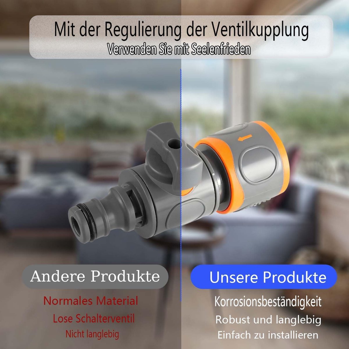 Hose coupling met regelklep - 4 slangaansluitingen - snelkoppeling met afsluiter - waterbesparing bij irrigatie - ShopVlot