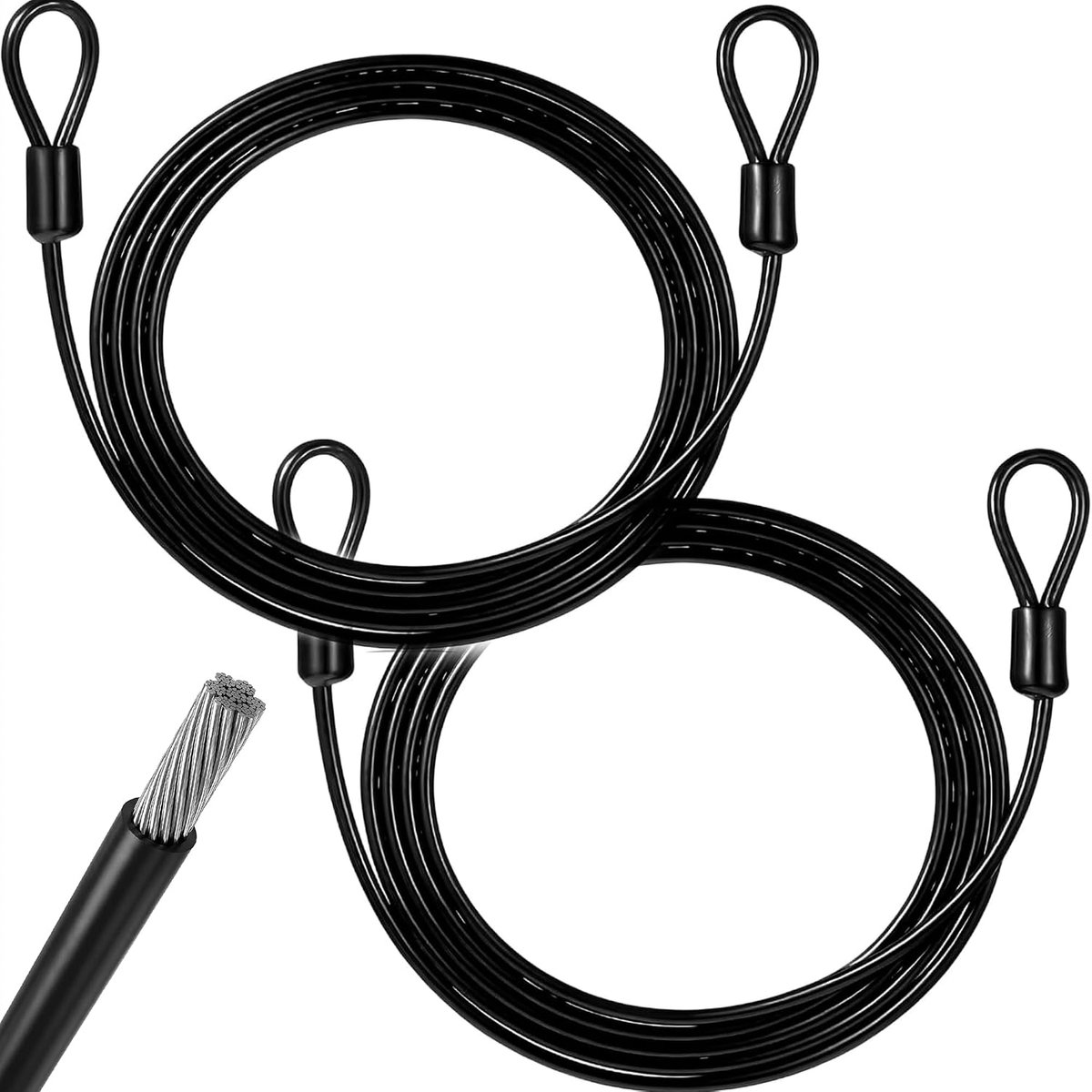 2 stuks 4 mm x 2 m roestvrijstalen draadkabels, kunststof gecoate luskabels met oogjes, zware veiligheidskabels voor - ShopVlot