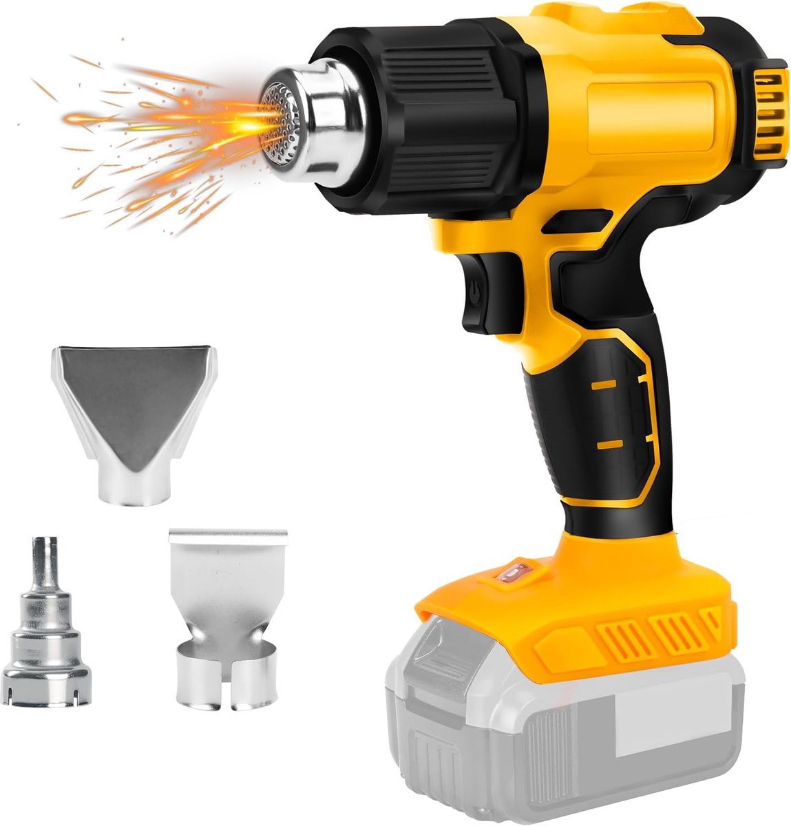 ConBlom Draadloos warmtepistool, heteluchtpistool compatibel voor DeWALT 20V batterij, 4 mondstukken, 2 - ShopVlot