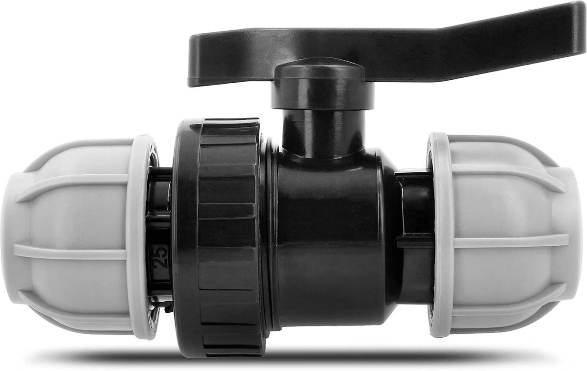 BRADAS® PE Fitting Ball Valve, 2-Way 25 mm x 25 mm, Clamp Valve PN 10 Bar, Ball Valve, Shut-Off Valve with - ShopVlot