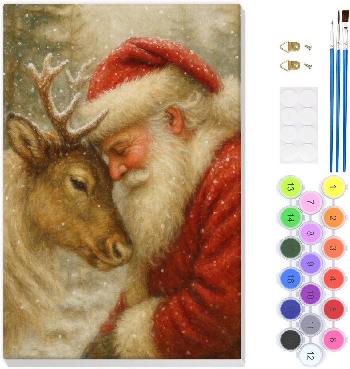 EOBROMD Kerstman schilderen op nummer voor volwassenen - Wapiti schilderen op nummer sets met lijst - ShopVlot