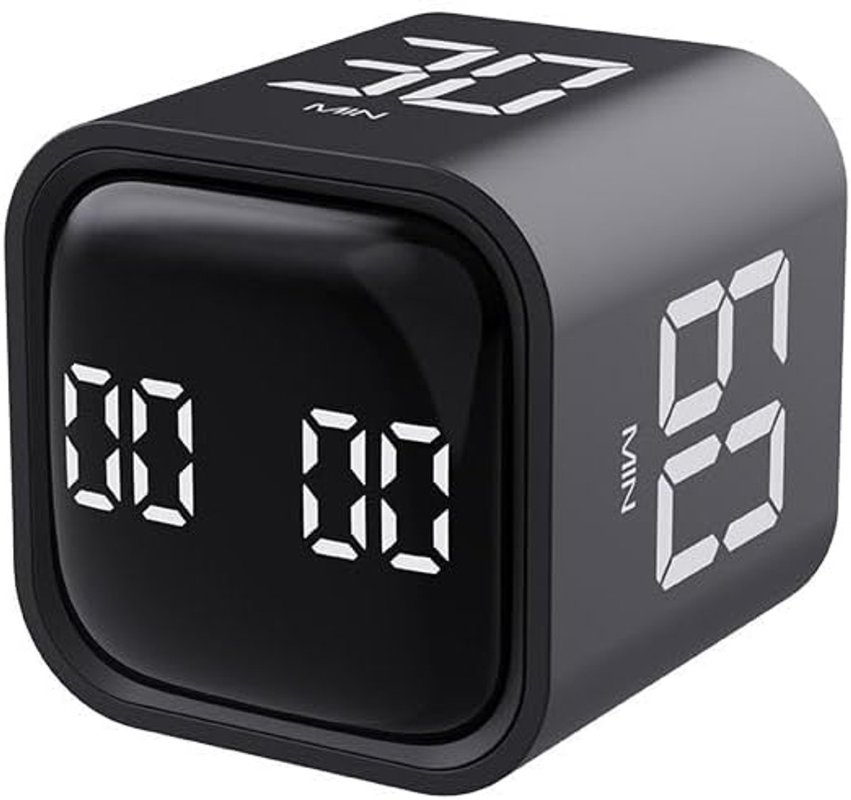 Originele Pomodoro-timer klok kubus: USB-C oplaadbaar met geluids- of stille modus - trillende digitale countdown voor focus - ADHD - productiviteit - studie - tijdmanagement zwart