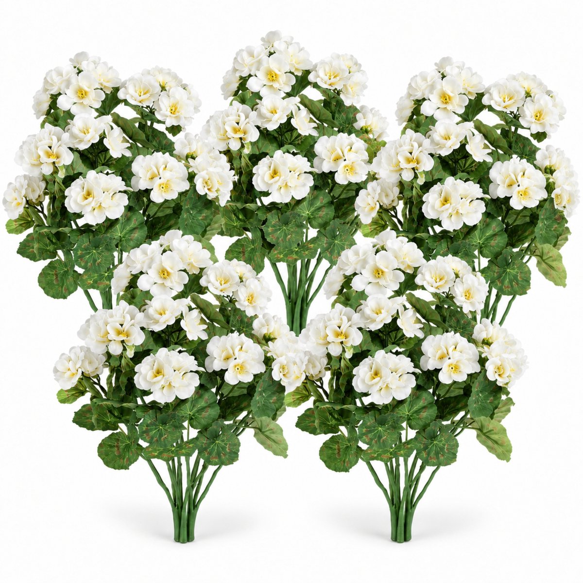 ROSIFY Kunstbloemen Kunst Geraniums voor buiten – 5 Bosjes – 36 cm – Kunstbloemen voor Bloembak, Balkon, Tuin & Interieur - Wit Wit 5