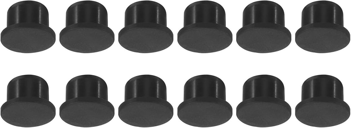 Dailygoods- Gatplug 14mm Diameter - Zachte Stopper - Flexibele Stopper - Zwart - 12 Stuks - Geschikt voor 13-14mm Gat