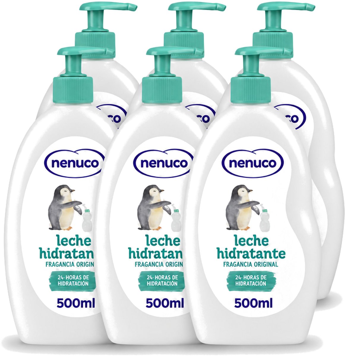 6 x Nenuco - Bodymilk - Verzorgende Bodylotion - Hydraterend - Met Pomp - 500 ml - Voordeelverpakking - 6 stuks