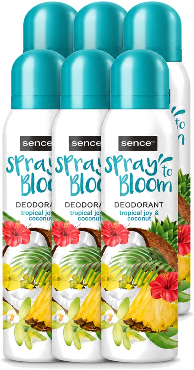 6 x Sence - Tropical Joy & Coconut - Deodorant - Exotisch - 150 ml - Voordeelverpakking - 6 stuks