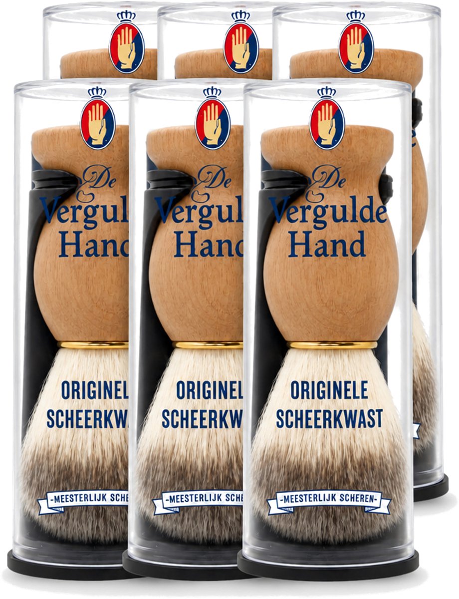 6 x De Vergulde Hand - Scheerkwast - Voor Kappers - Voordeelverpakking - 6 stuks