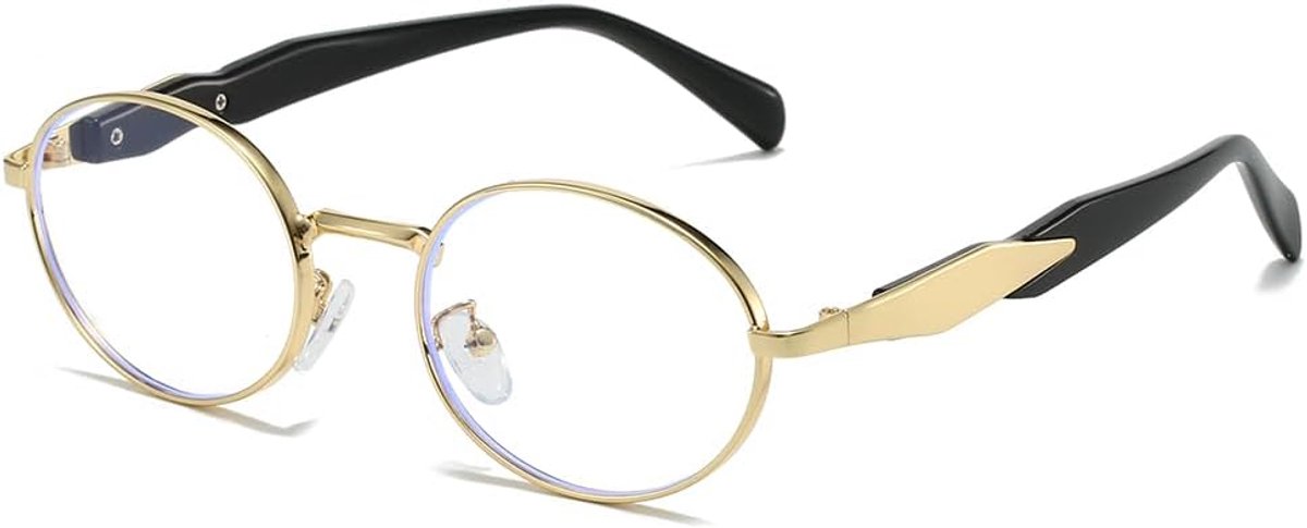 Retro ovale brillen voor vrouwen - kleine vintage gouden metalen brillen - blauw licht - stijlvol en trendy - ShopVlot