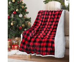 Catalonia Classy Plaid Sherpa Blanket, Bedspread, Fluffy Buffalo Blanket, Christmas Checked Warm Plush Microfibre - ShopVlot