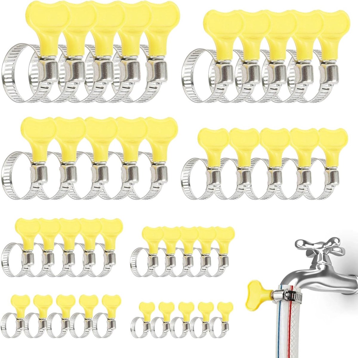 40 Pieces Stainless Steel Hose Clamps with Handle 8 Piece Hose Clamp Set Adjustable 6-44 mm Clamps for Gas Hose - ShopVlot