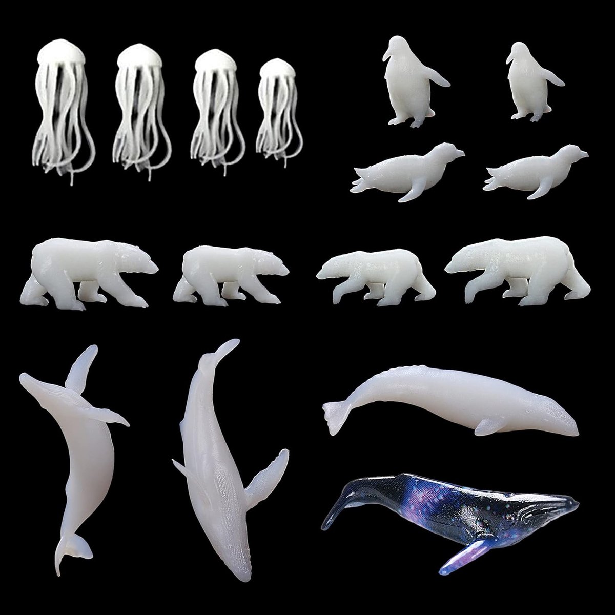 SnelShoppen - 12PCS Resin Mallen voor Creatieve Handgemaakte Sieraden - Jellyfish, Beer, Pinguïn, Walvis - Perfect voor DIY Kunst en Ambachten