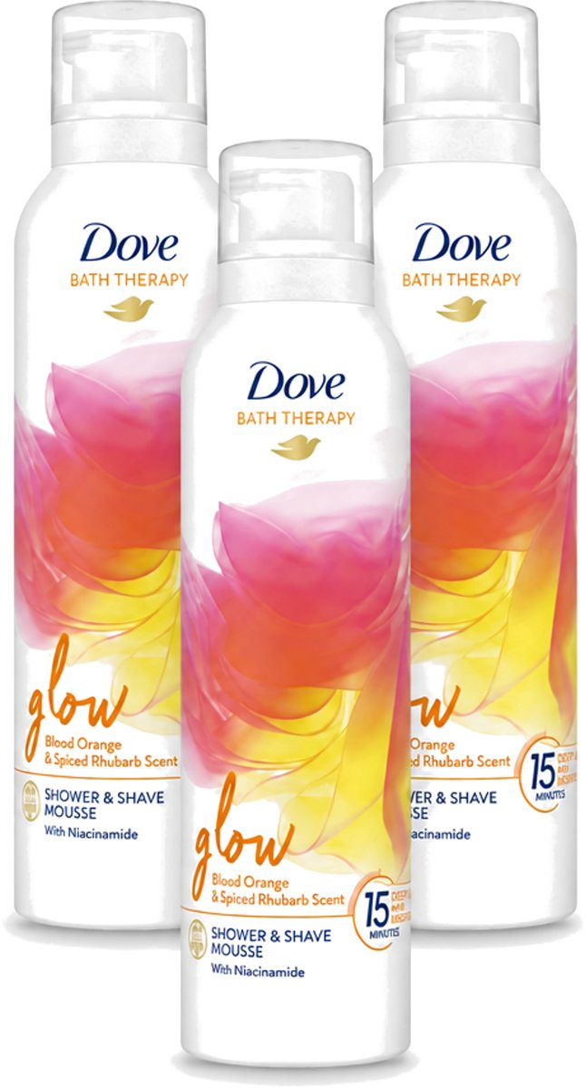 3 x Dove – Douche- & Scheerschuim – Bath Therapy Glow – 200 ml - Voordeelverpakking - 3 stuks