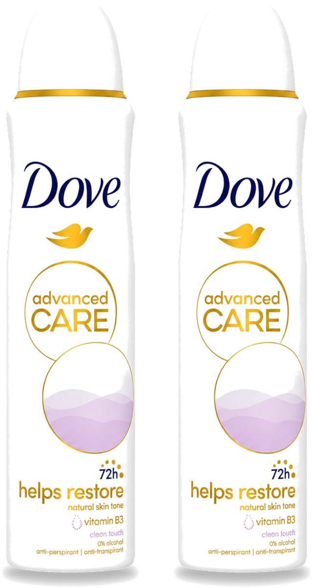 2 x Dove - Deodorant - Spray Clean Touch - Zachte geur en verzorging - 150 ml - Voordeelverpakking - 2 stuks