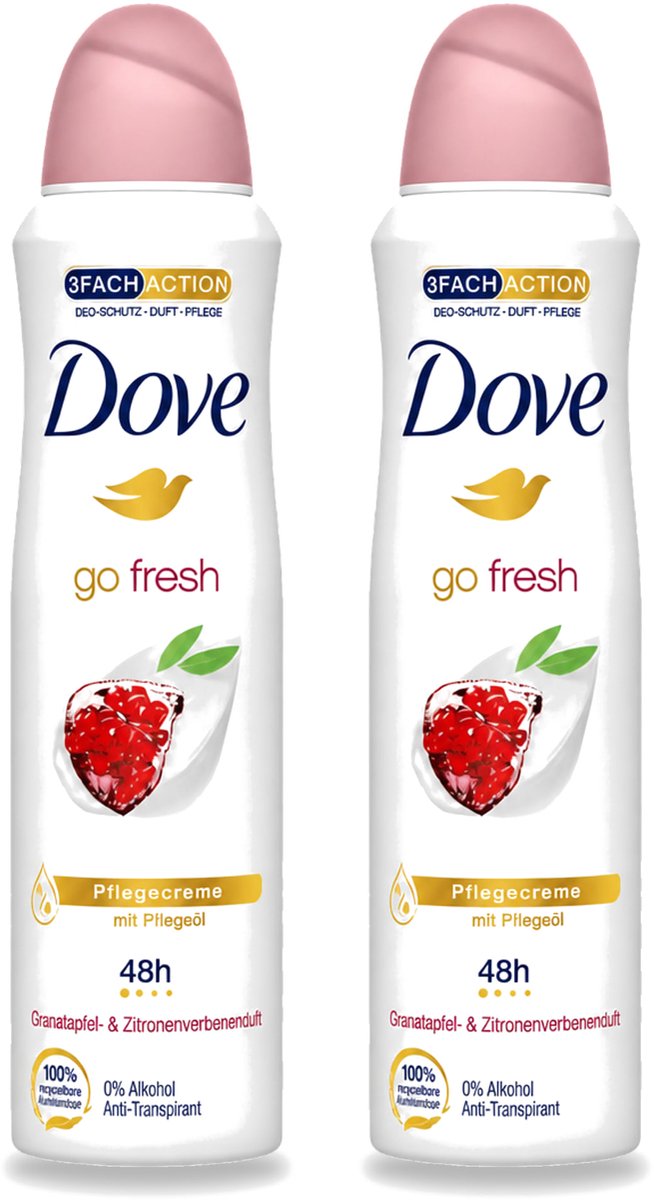 2 x Dove - Deodorant - Go Fresh Granaatappel - Frisse en fruitige geur - 150 ml - Voordeelverpakking - 2 stuks