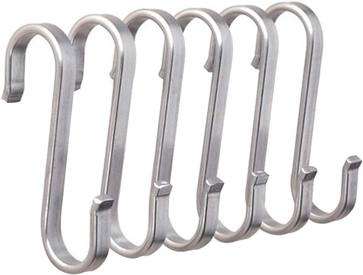 Heavy Duty 304 Stainless Steel S-Shaped Metal Hanging Hooks for Suspension, Metal Kitchen Pot Pan Hanger Storage Rack - ShopVlot