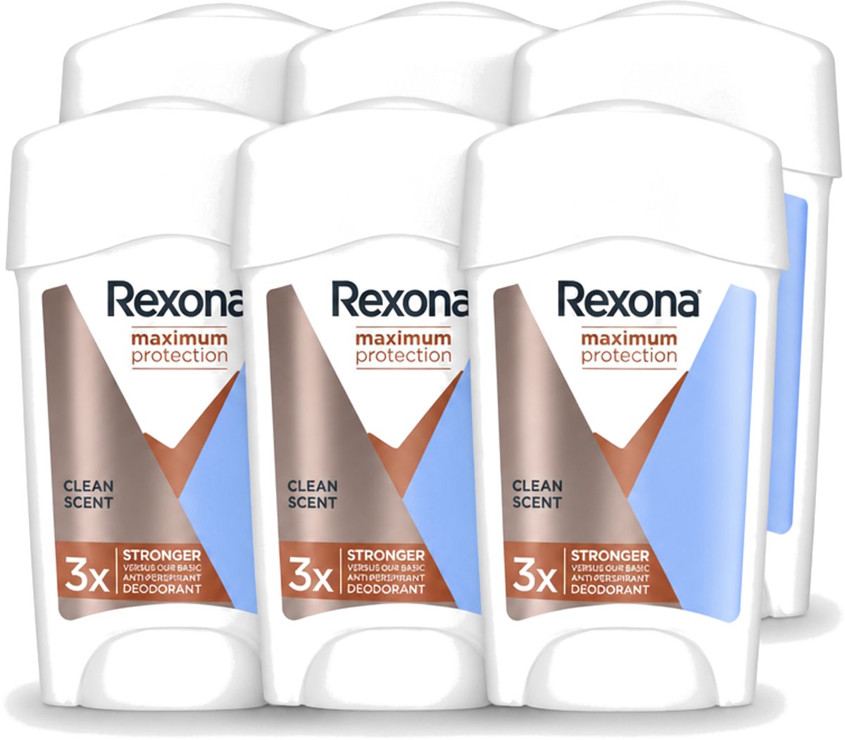 6 x Rexona Women – Anti-Transpirant Stick – Maximum Protection Clean Scent – 45 ml - Voordeelverpakking - 6 stuks