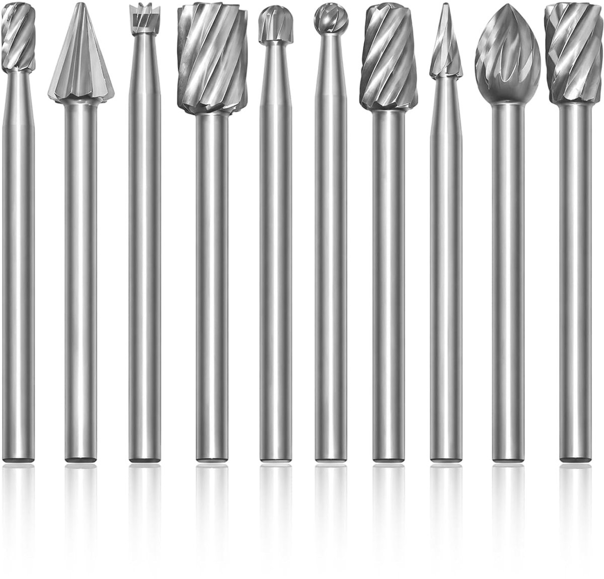 10 stuks metalen frees voor boormachine, dubbelsnijdende roterende vijlenset, professioneel gereedschap voor metaalpolijsten, graveren, boren en houtsnijwerk